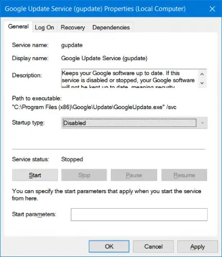 Disable Chrome auto update