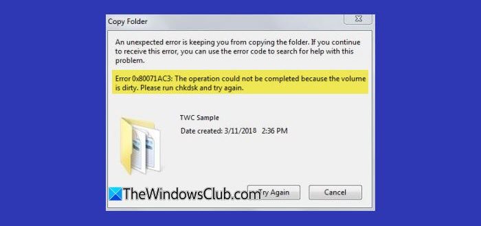 Volume is dirty error message - CHKDSK