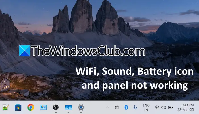 WiFi, Sound, Battery panel not working